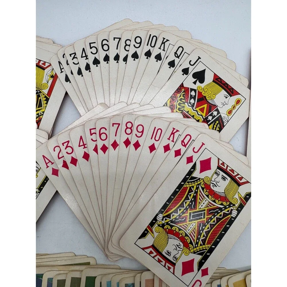Vintage Hong Kong Double Deck Playing Cards Set w/ Pictorial Wildlife Cards